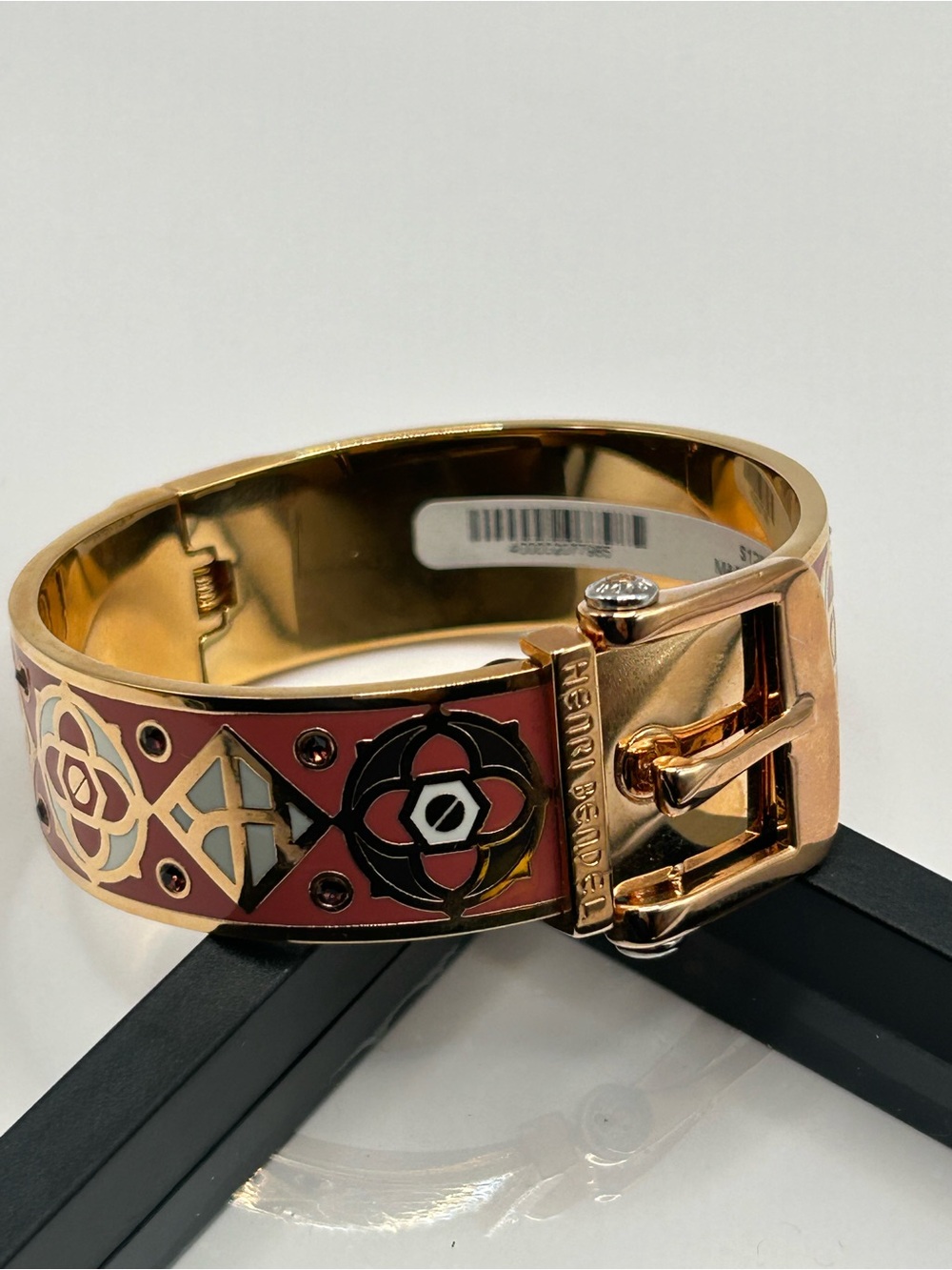 Henri Bendel Rose Gold & Coral Buckle Enamel Bracelet - Picture 8 of 12
